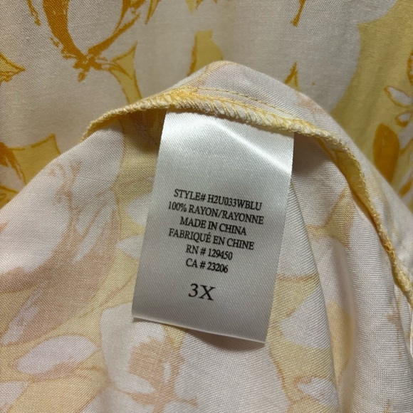 Como Blu Yellow Floral Blouse Size 3X - Picture 6 of 6